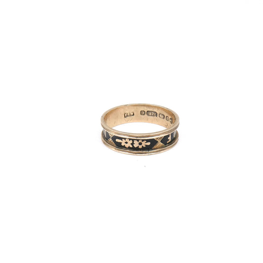 Antique Black enamel and gold ring from 1891.