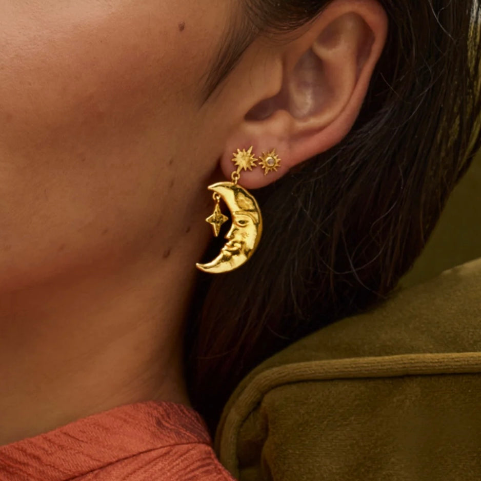 Crescent Moon Drop Earrings