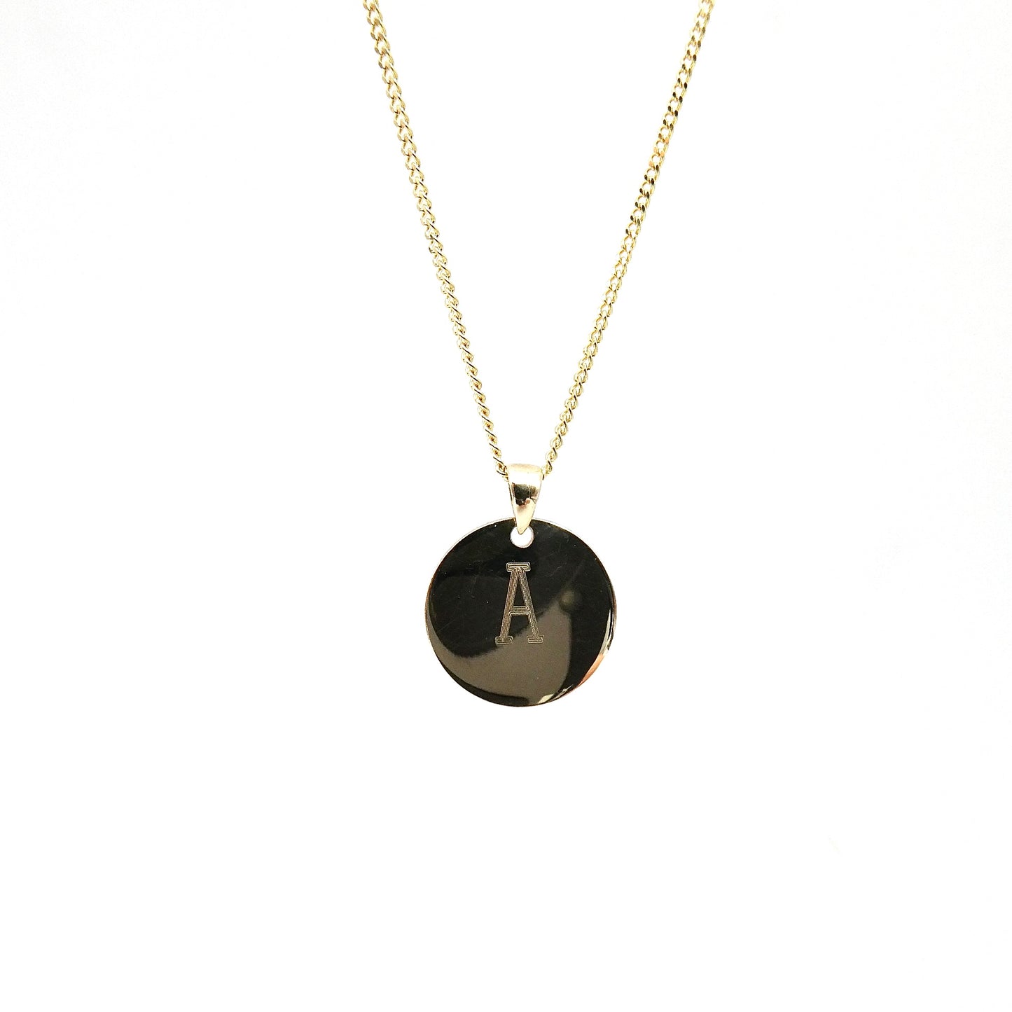 Classic Disc Necklace with an Initial.