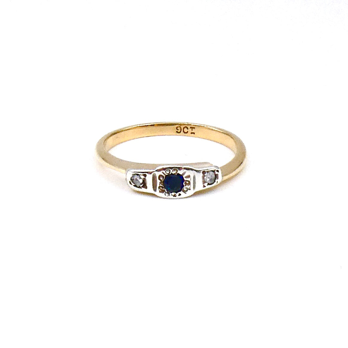 Mini Deco Stacking Ring, Sapphire 9kt gold