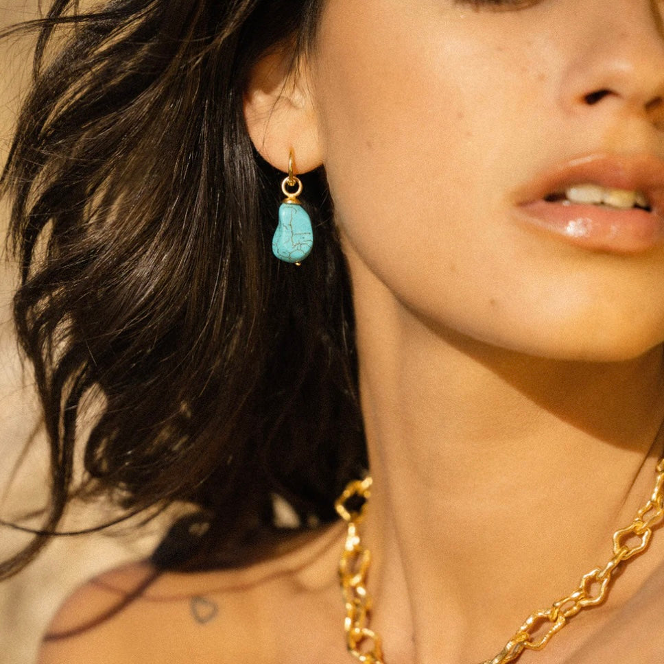 Ava turquoise drop Huggie Earring