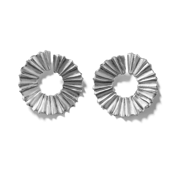 Pleated Botanical Earrings Silver