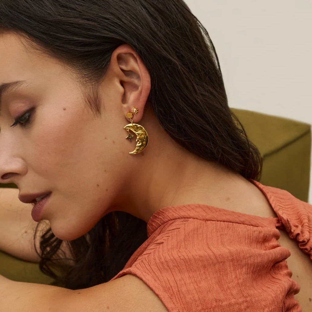 Crescent Moon Drop Earrings