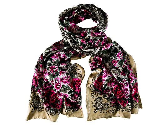 'Roisin' Connemara and Roses Silk Scarf