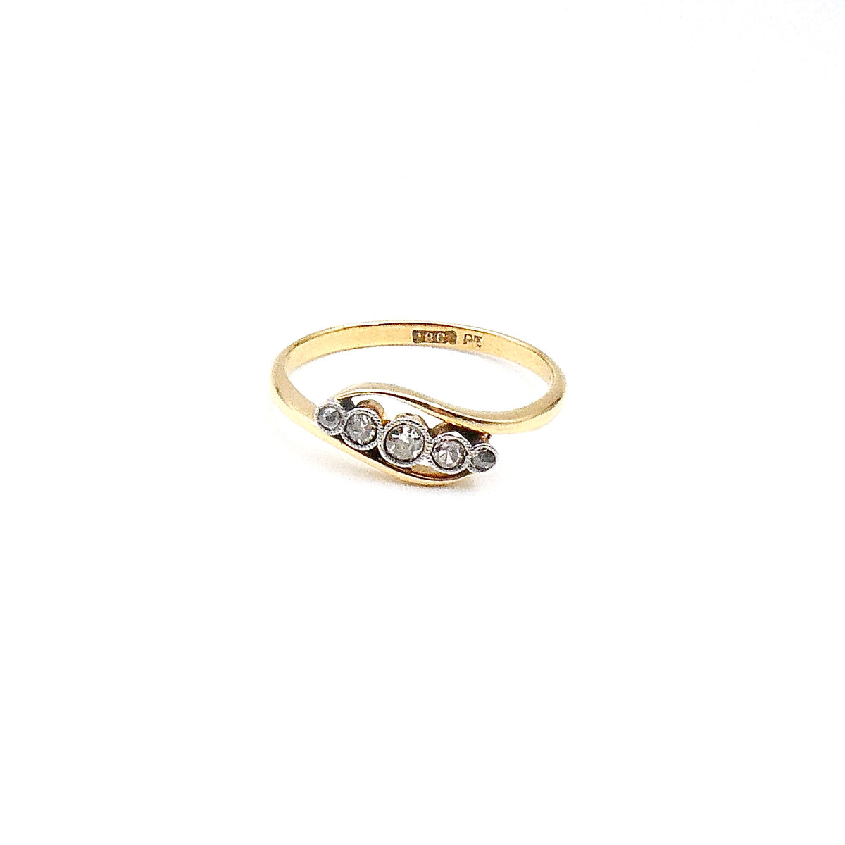 Antique diamond cross over ring, 18kt gold & Platinum.