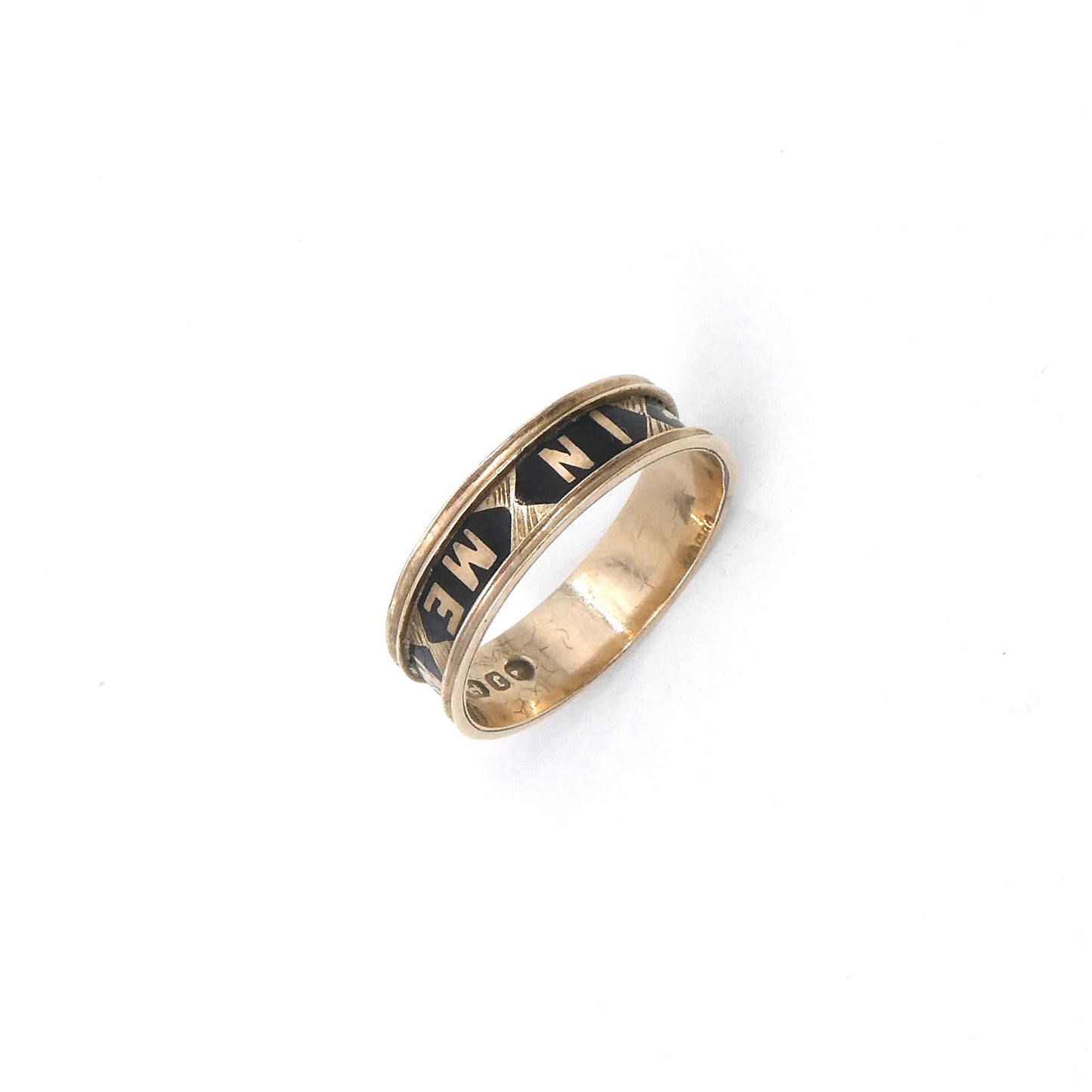 Antique Black enamel and gold ring from 1891.