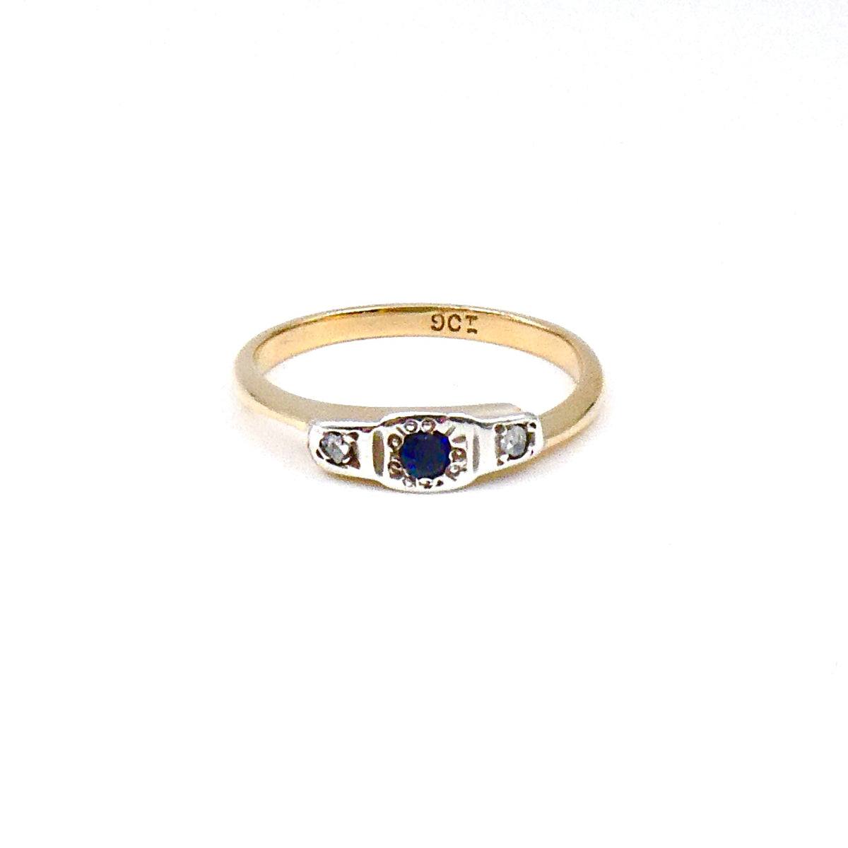 Mini Deco Stacking Ring, Sapphire 9kt gold