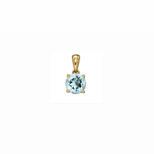 Aquamarine 9kt gold pendant Charm, for a March Birthday,