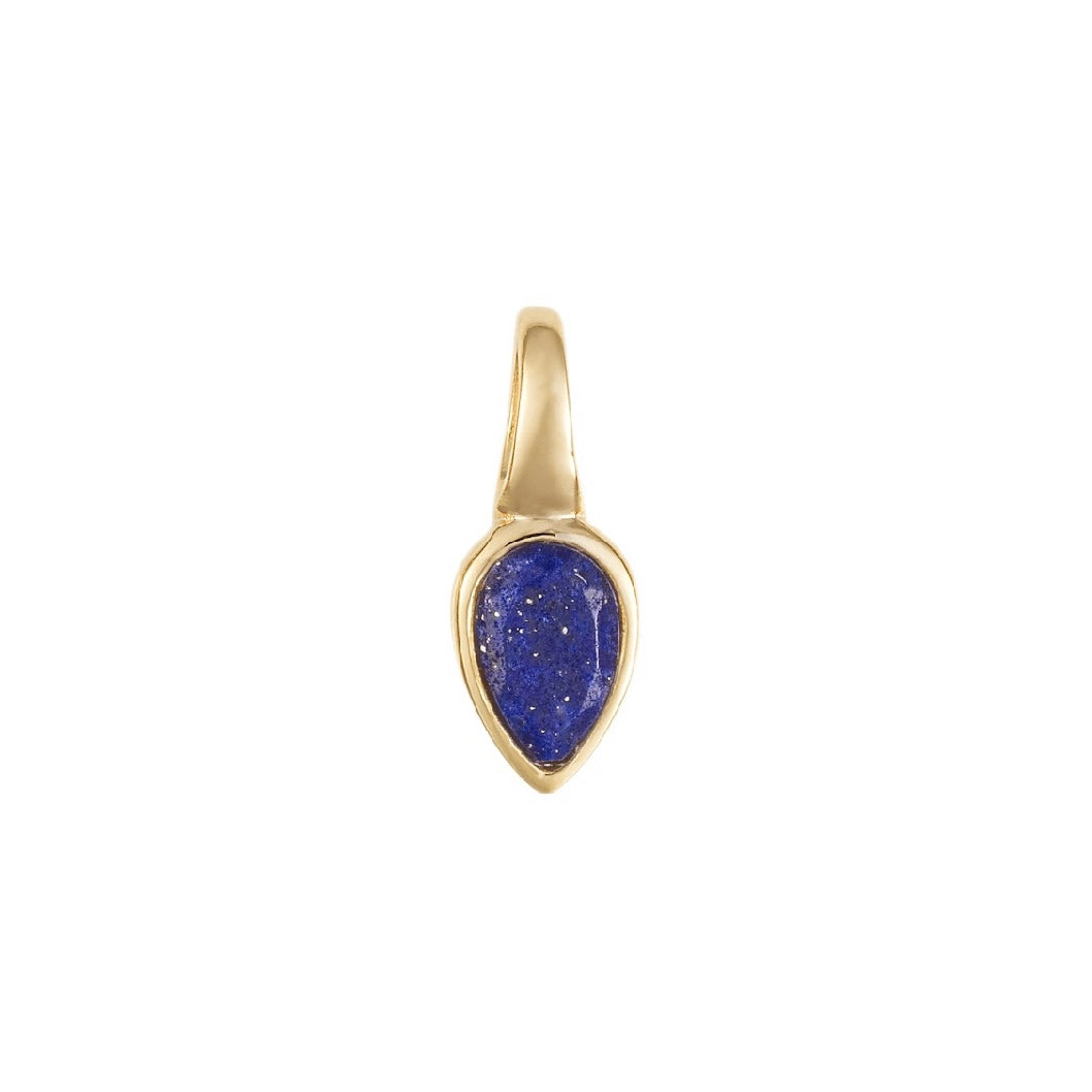 Gold Disc pendant with a lapis lazuli charm for an September Birthday.