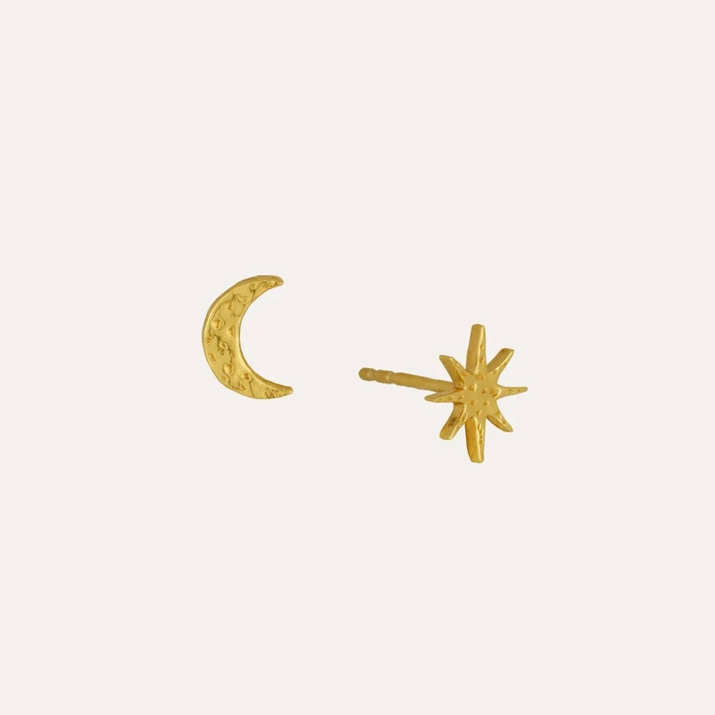 Moon & Star Stud Earrings