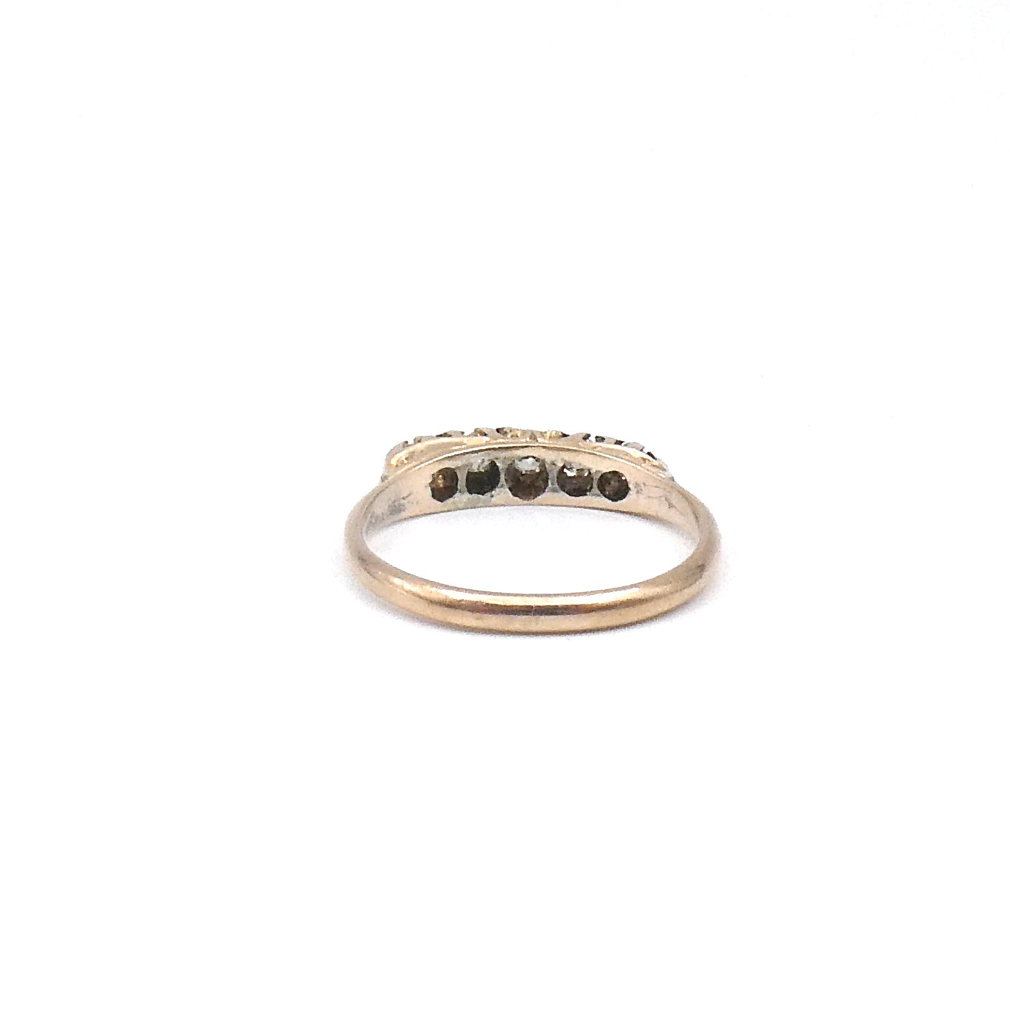 Antique gold diamond stacking ring, set with five rough diamonds.