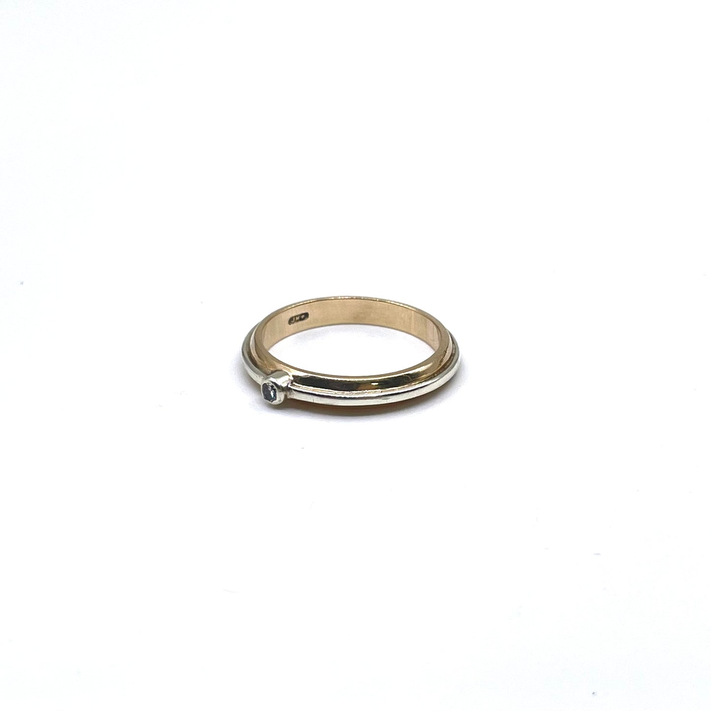 Small diamond ring,  two tone 9kt g gold ring, a perfect preowned promise ring.