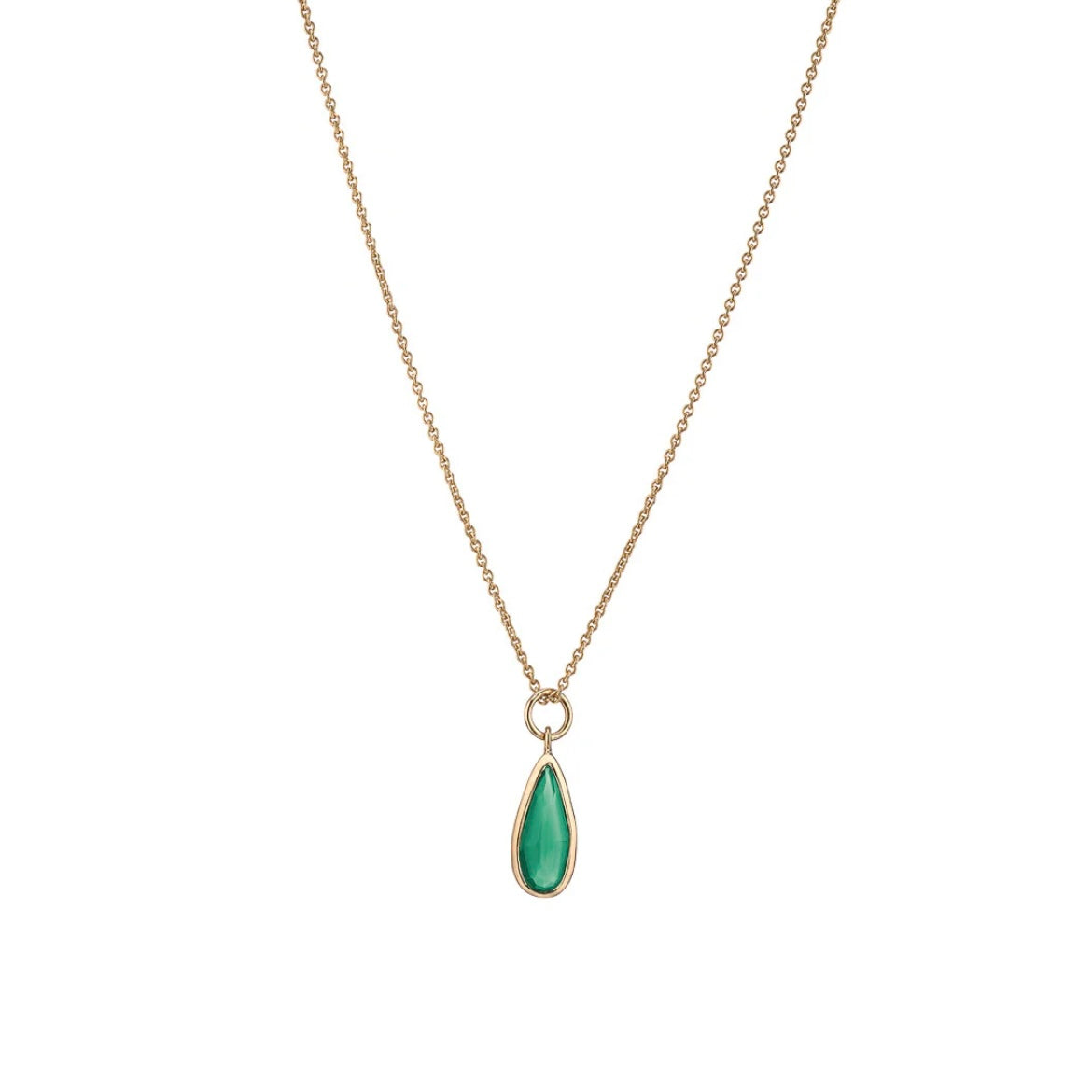 Green onyx slim drop Necklace