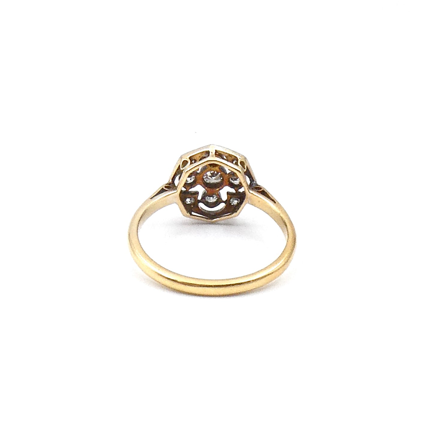 Art deco Octagon ring 18kt gold with diamonds.