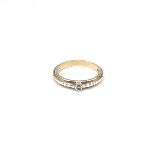 Small diamond ring,  two tone 9kt g gold ring, a perfect preowned promise ring.