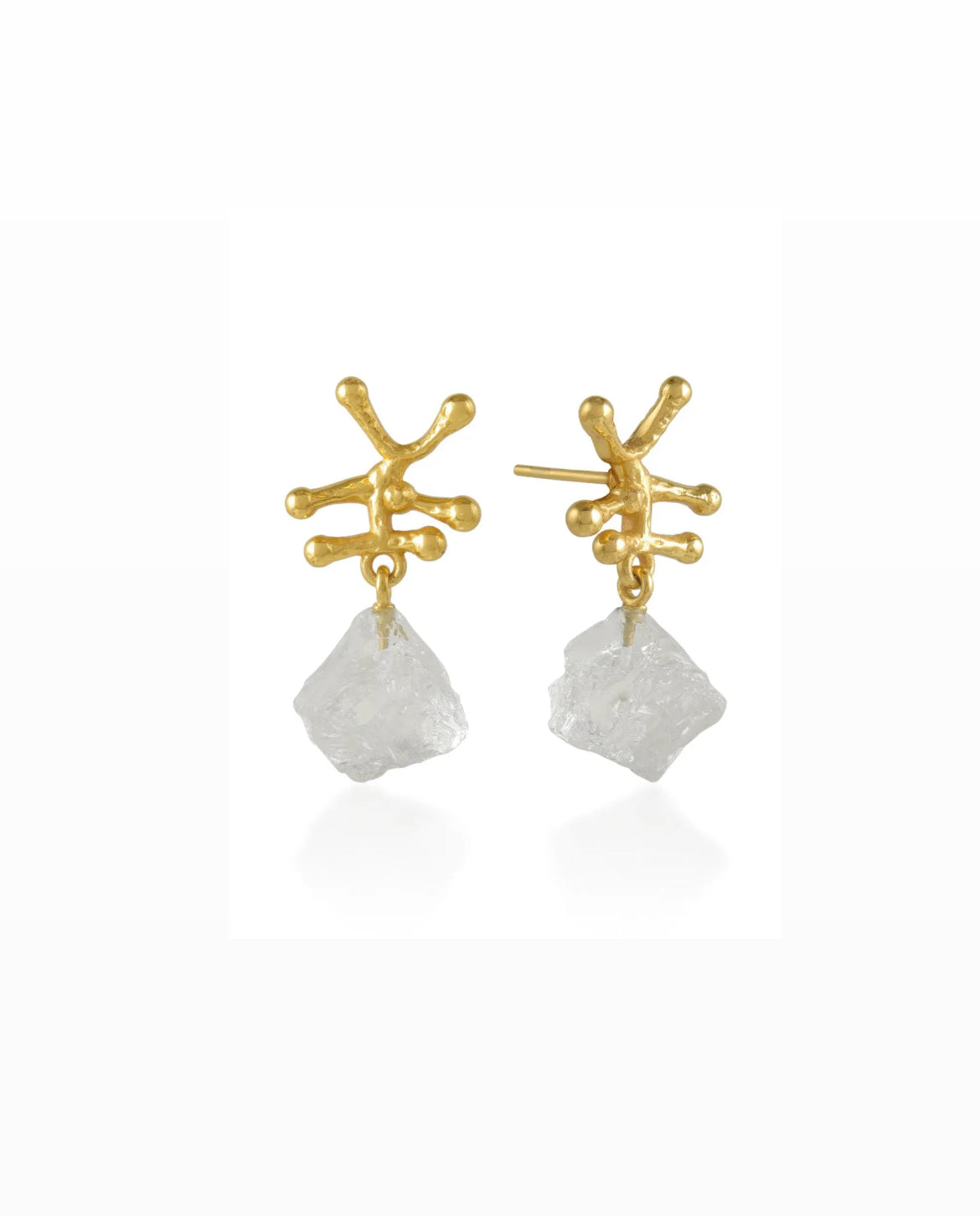 Nuria Earrings with Raw quartz in Clear