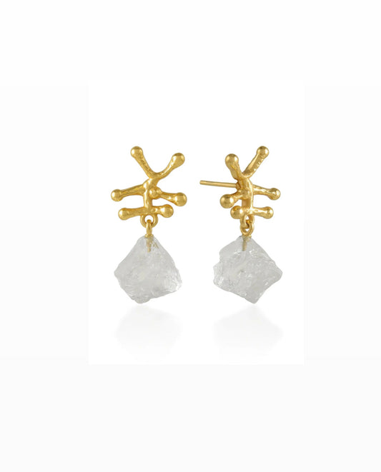 Nuria Earrings with Raw quartz in Clear