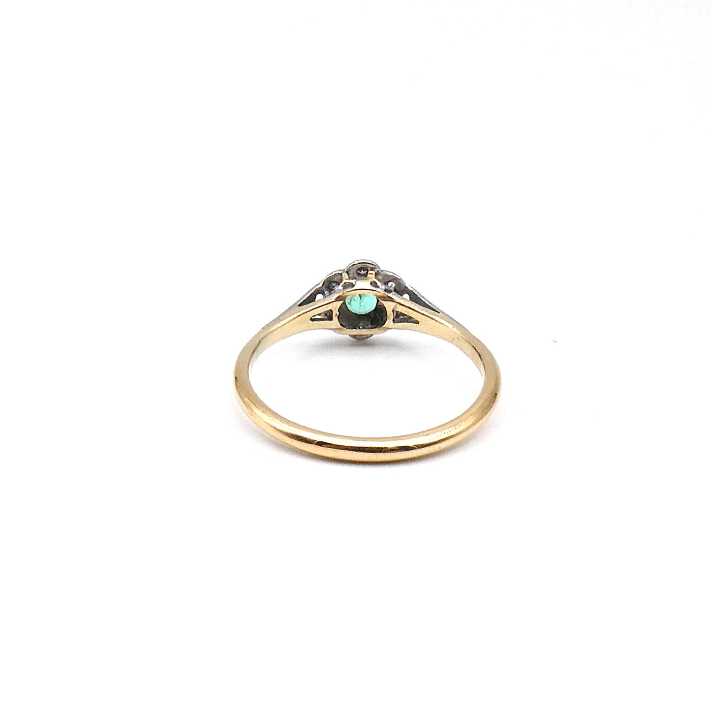Vintage emerald diamond ring, early 20th century ring.