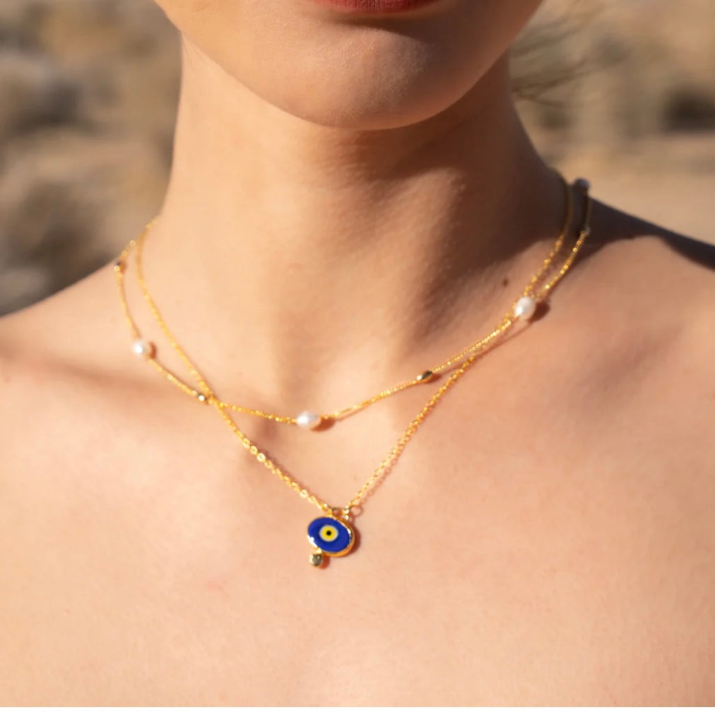 Alara Navy Evil Eye Pendant Necklace