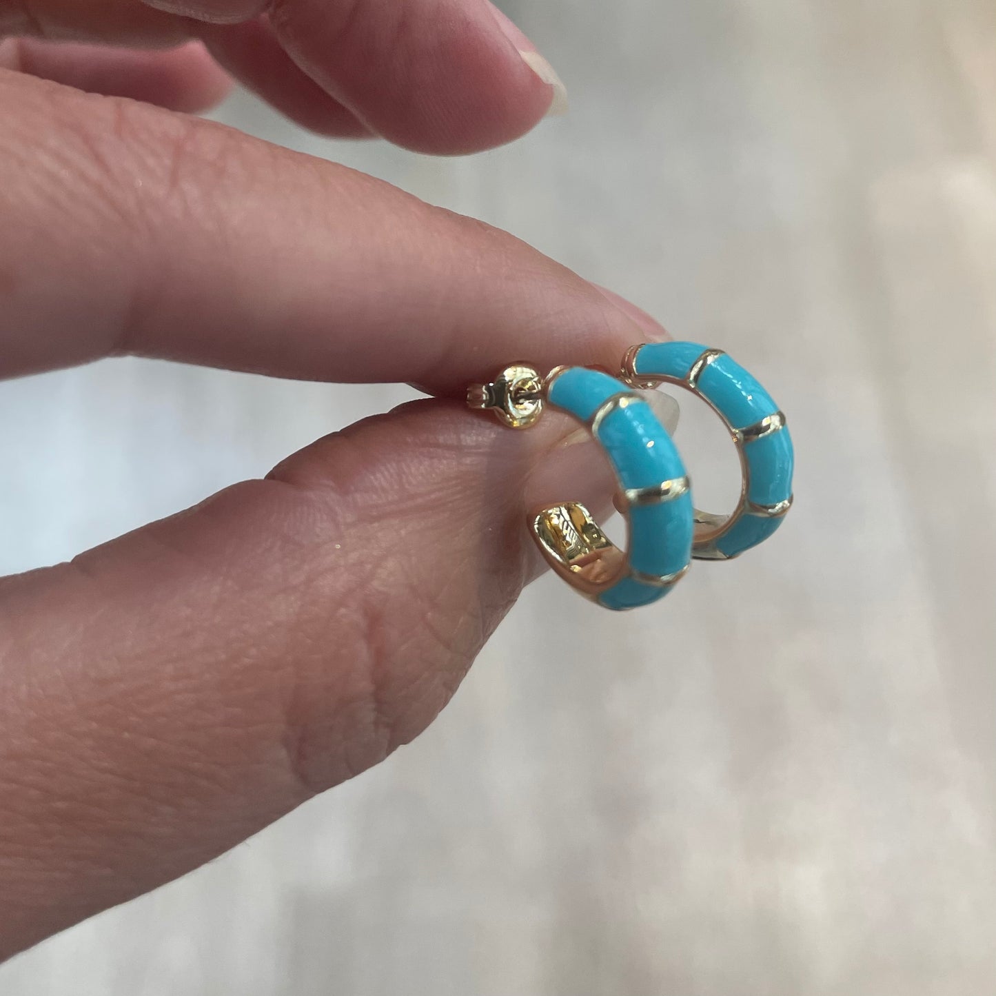 Turquoise Enamel Hoops