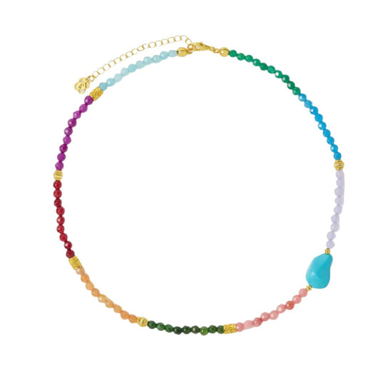 Felice coloured Jade and Turquoise Beaded Necklace