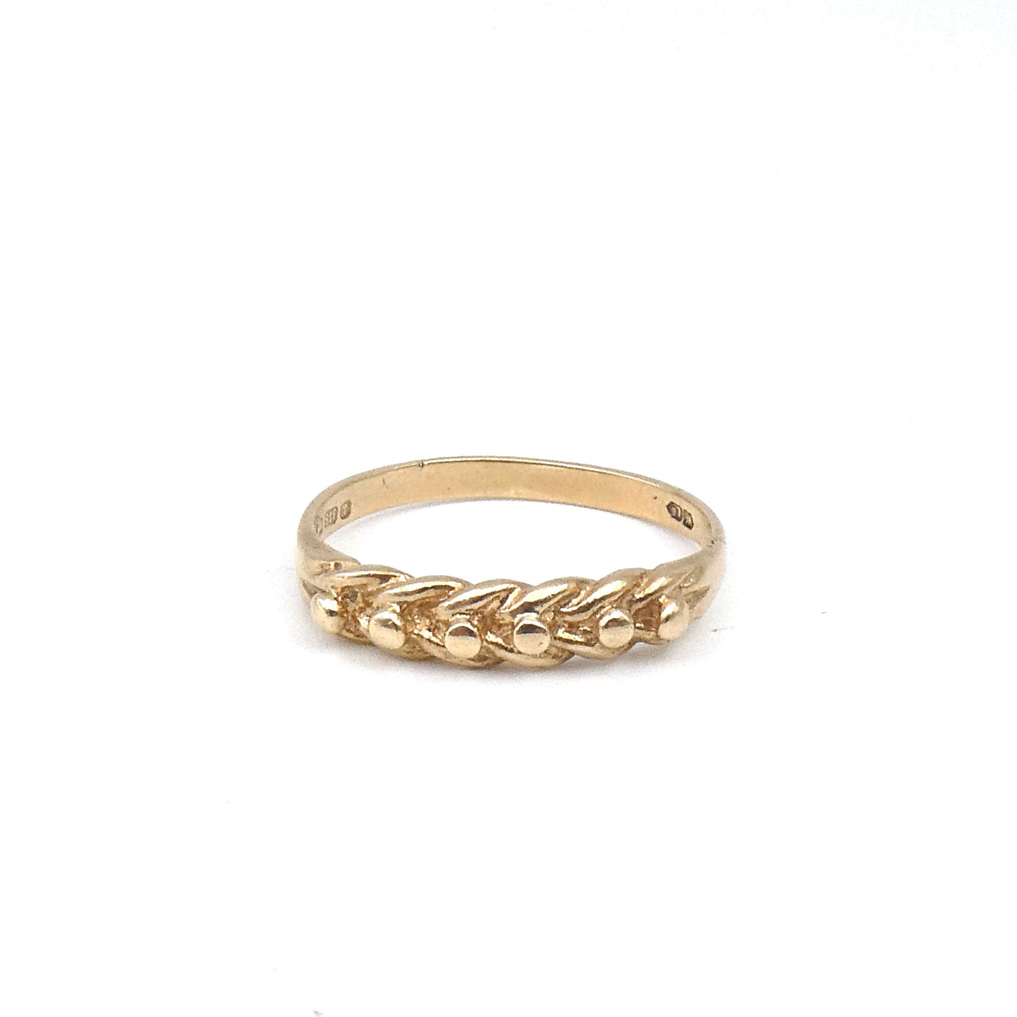 Vintage fine Keeper's ring, 9kt gold woven band.