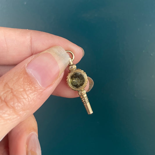 Antique Watch Key pendant, gold cased pendant for a chain.