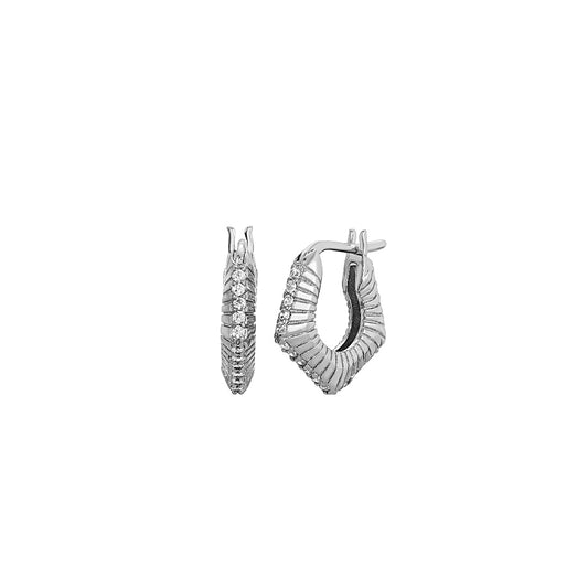 Mini Pheobe Huggies in Rhodium