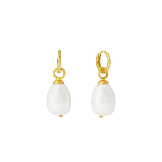 Ava Pearl drop Huggie Earring