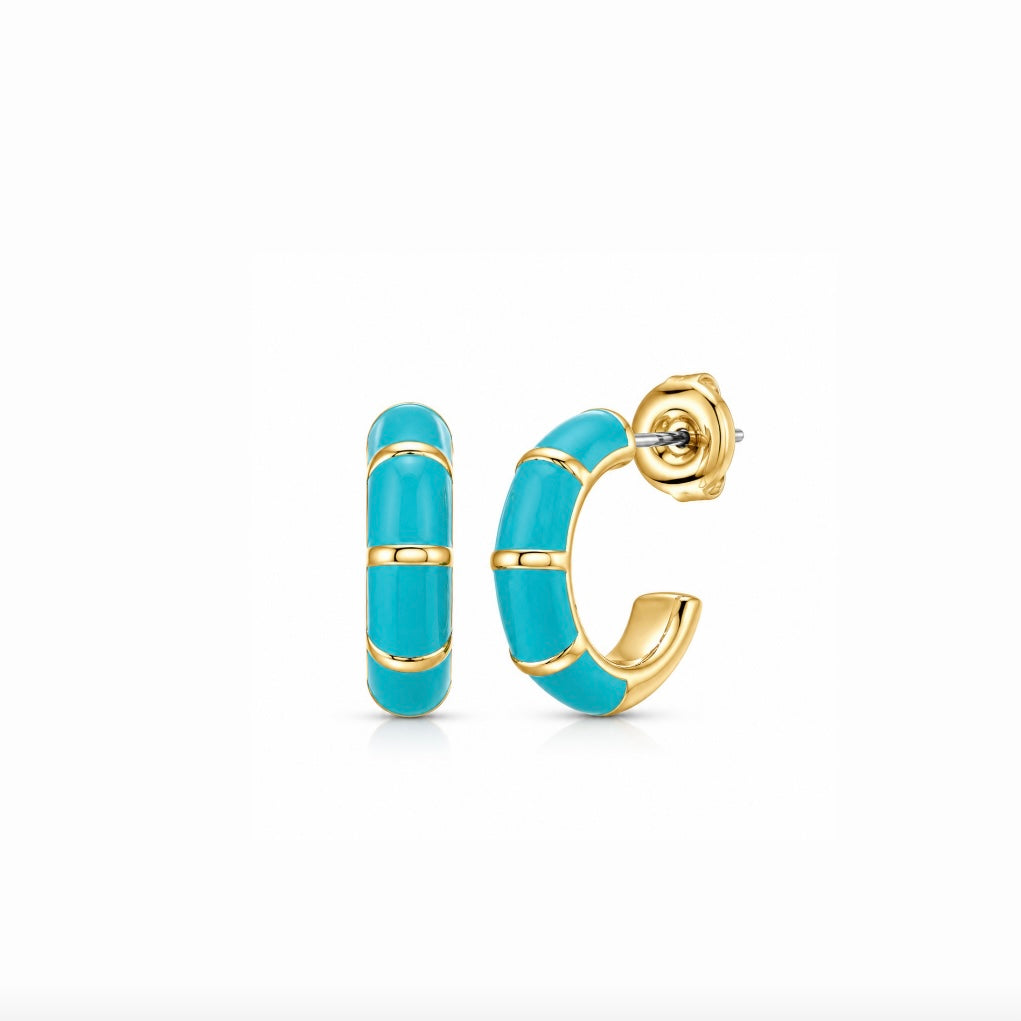 Turquoise Enamel Hoops
