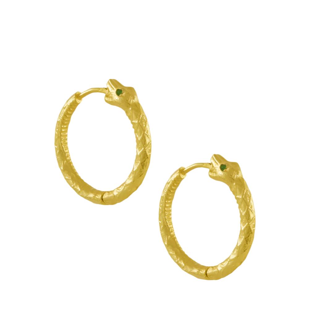 Rebirth Emerald Snake Hoop Earrings