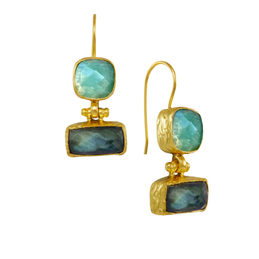 Nerissa Labradorite and Chalcedony Drop Earrings