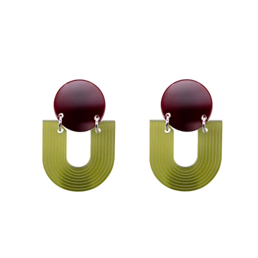 Arc Etched Olive & Burgandy