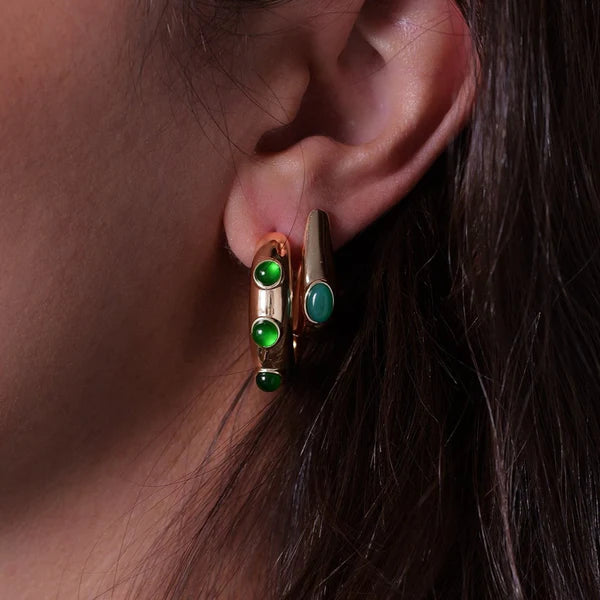 Reva Huggie with Emerald Jade