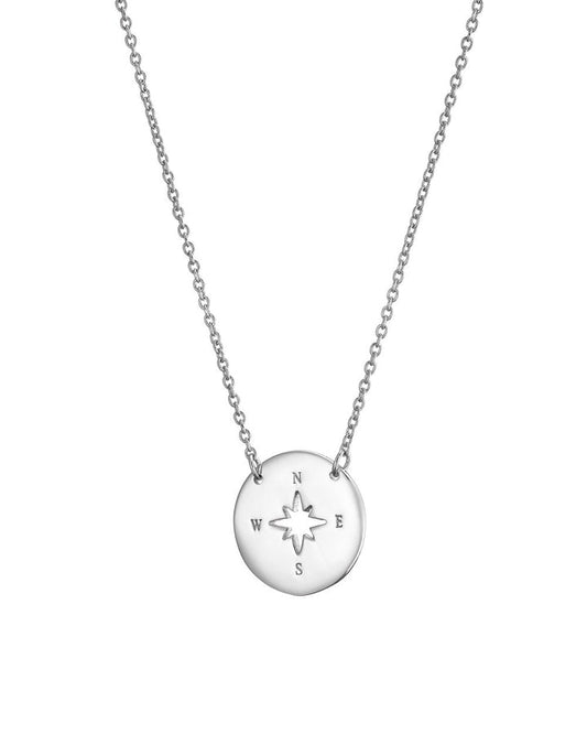 Silver Cutout Compass Necklace