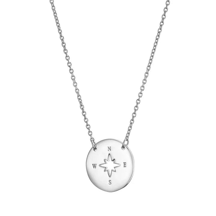 Sterling Silver cut out compass Necklace