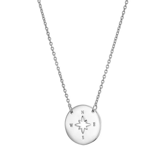 Sterling Silver cut out compass Necklace