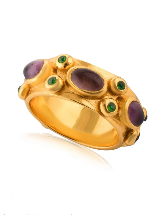Andromeda ring with Emerald and Purple Glass - Collected