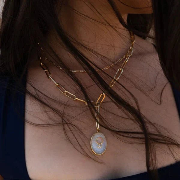 Edendale Necklace with cat's eye and pink quartz - Collected