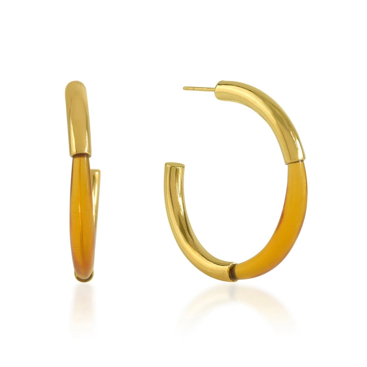 Gold Hoops with Citrine Glass - Collected