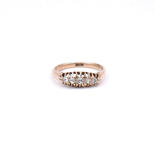 Vintage five stone diamond ring, set in a 9kt rose gold claw setting