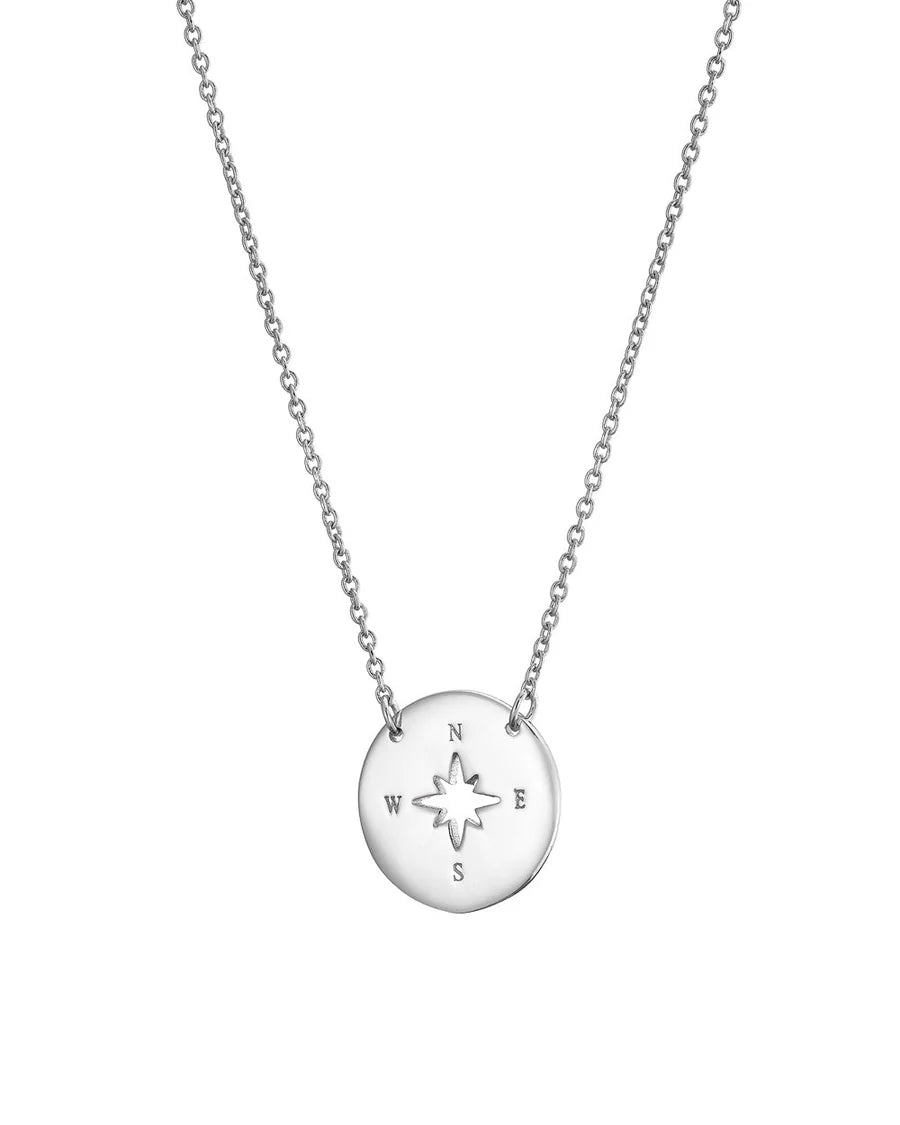 Silver cut out compass Necklace - Collected