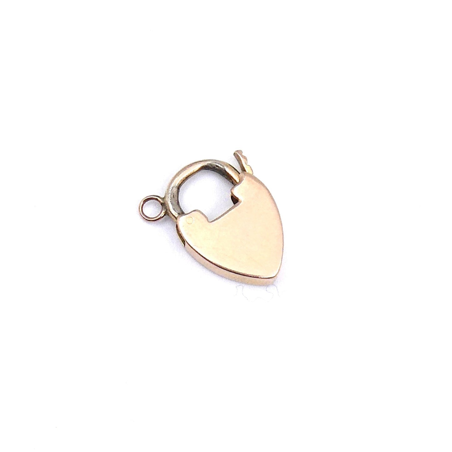 A small vintage 9kt gold padlock with rivets and a ring to hang on a chain, a rose gold toned padlock. - Collected