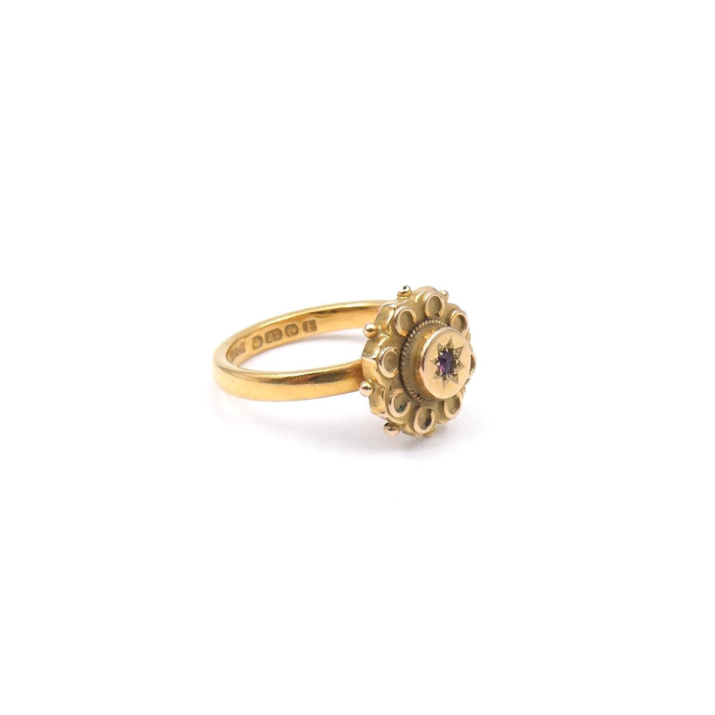 Antique gold ring, Etruscan style ring and a star set ruby hallmarked 18kt and 22kt gold - Collected