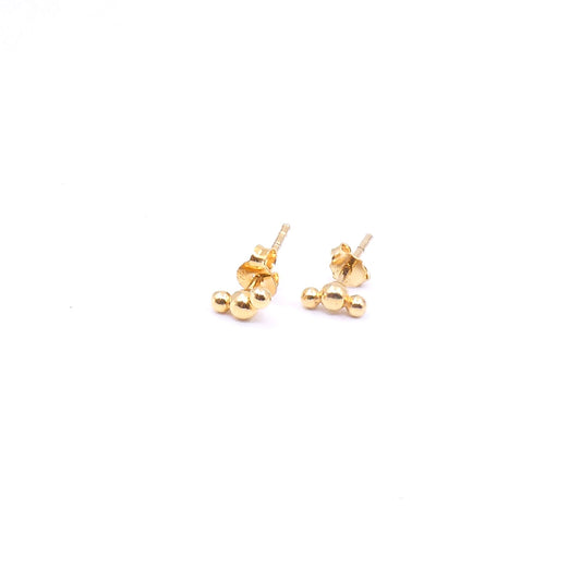 Curved bead row studs, gold plated on silver. - Collected