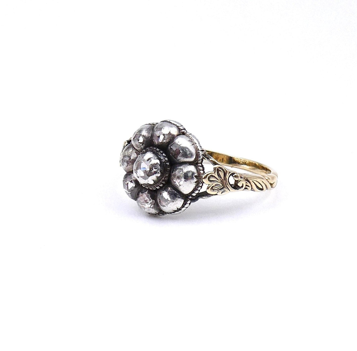 Georgian diamond ring, a beautiful diamond ring set with rose cut diamonds. - Collected