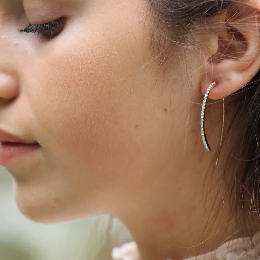 Gold curve pave earrings - Collected