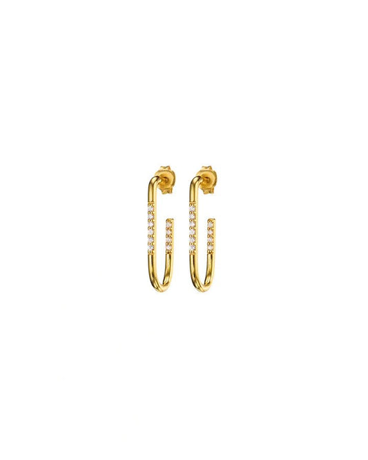 Gold pave rectangle Hoops - Collected