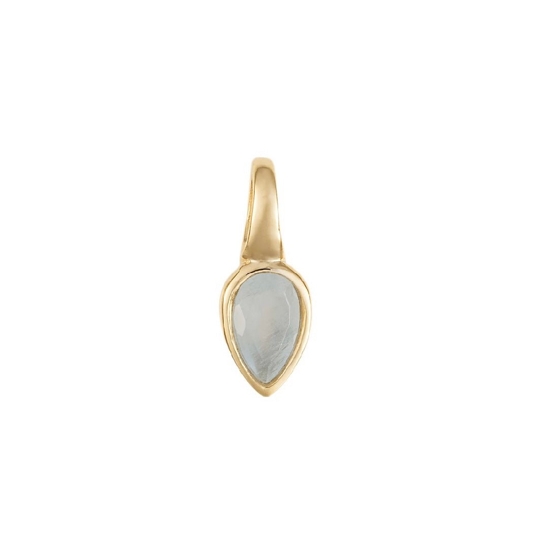 Gold plated pendant with an aquamarine drop on a fine chain, Aquamarine for March. - Collected