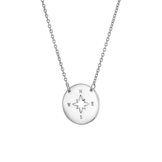Silver cut out compass Necklace